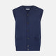 Navy Fine Merino V-Neck Sleeveless Cardigan