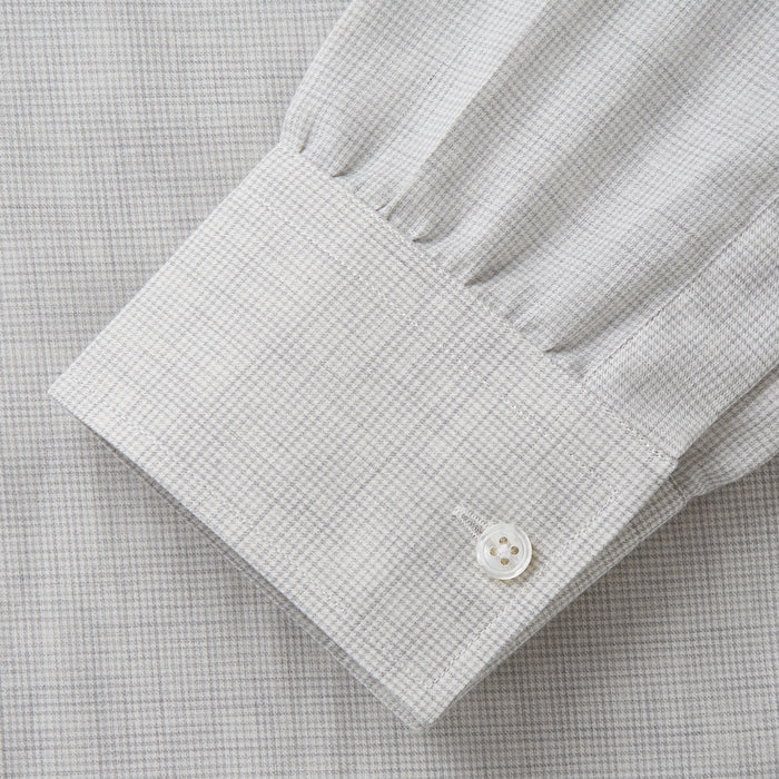Grey Fine Check Cotton Blend Weekend Fit Suffolk Shirt Image 3
