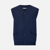 View 1 of product NAVY MERINO V-NECK SLEEVELESS CARDIGAN