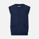 NAVY MERINO V-NECK SLEEVELESS CARDIGAN