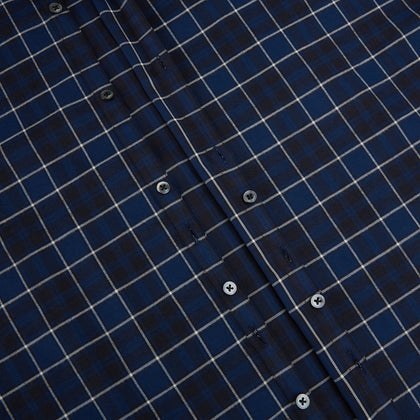 Navy and White Check Windsor Shirt Image 6