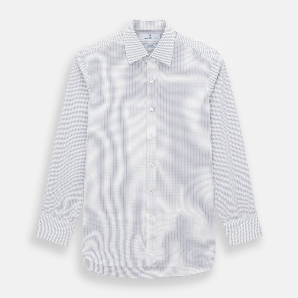 Pale Blue and Grey Grid Check Mayfair Shirt