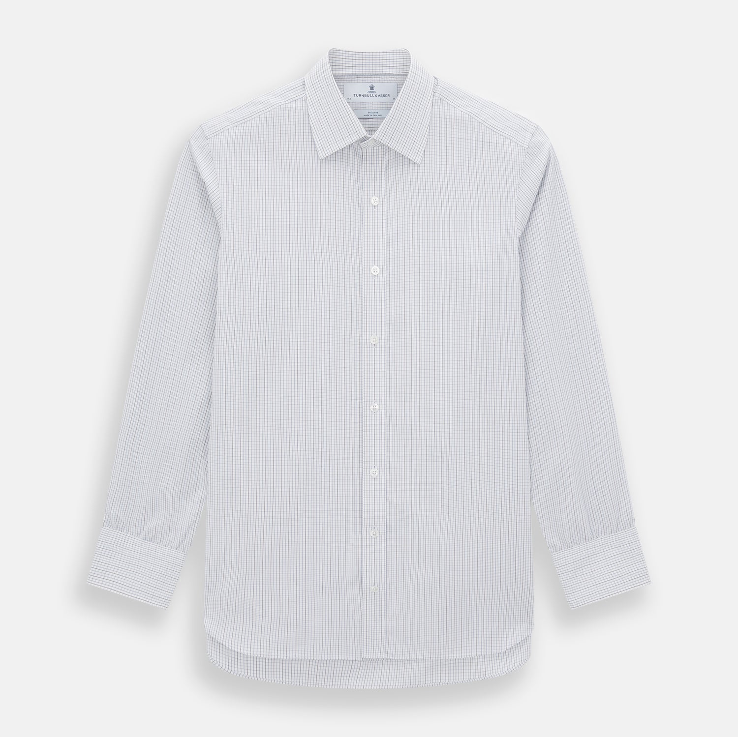 View 1 of product Pale Blue and Grey Grid Check Mayfair Shirt