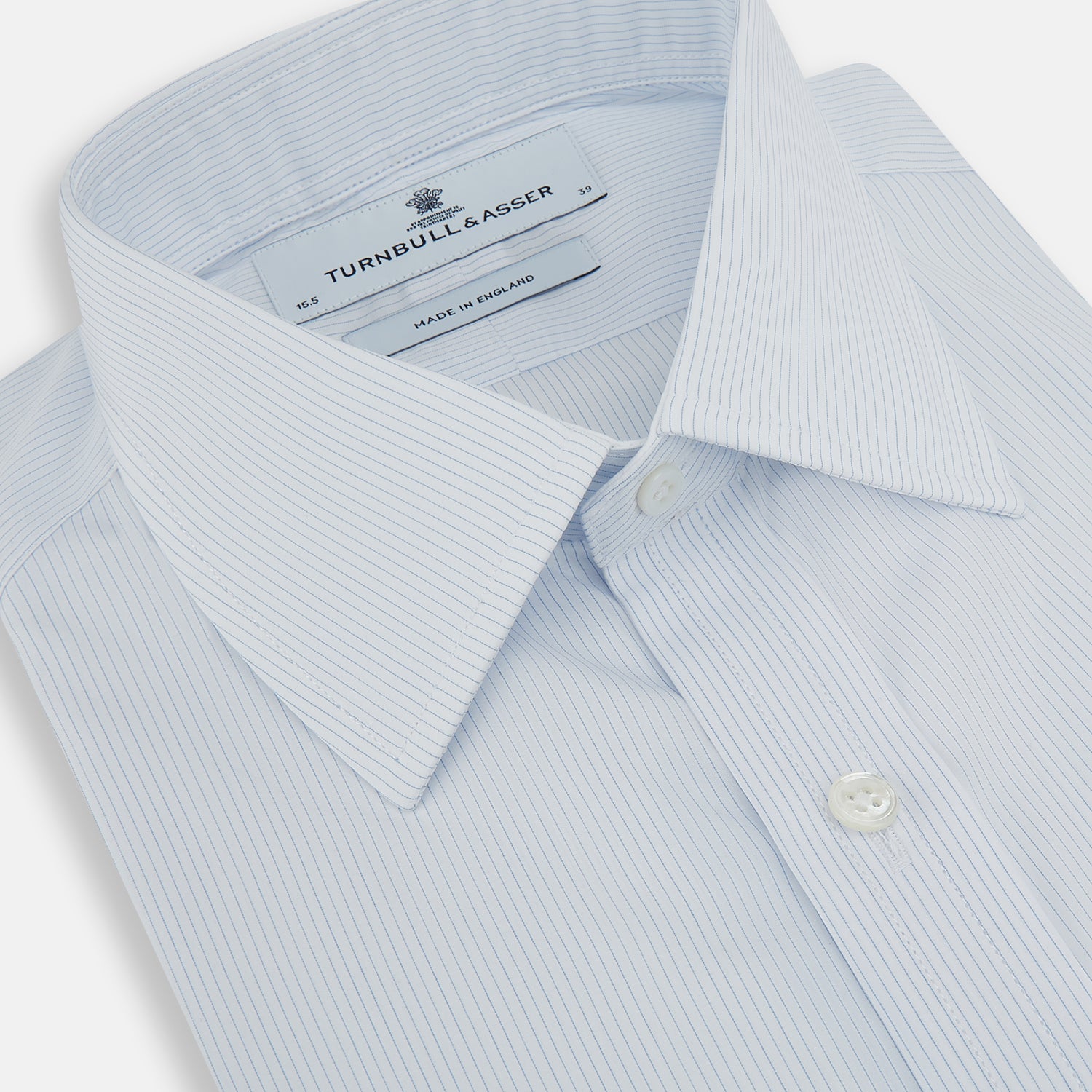 View 2 of product Blue and White Thin Stripe Shirt with T&A Collar and Double Cuffs