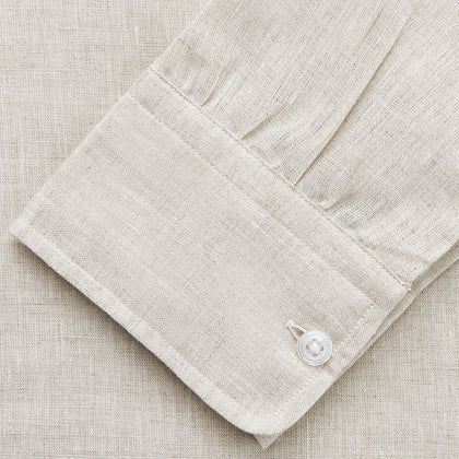 Light Oatmeal Linen Weekend Fit Unwin Shirt Image 2