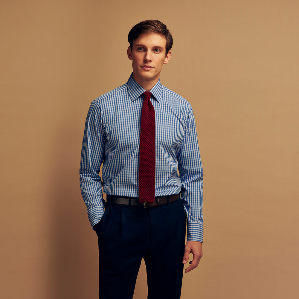 Navy Multi Check Cotton Regular Fit Mayfair Shirt