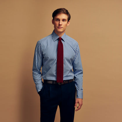 Navy Multi Check Cotton Regular Fit Mayfair Shirt Image 5