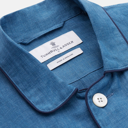 Teal Linen Modern Pyjama Set Image 5