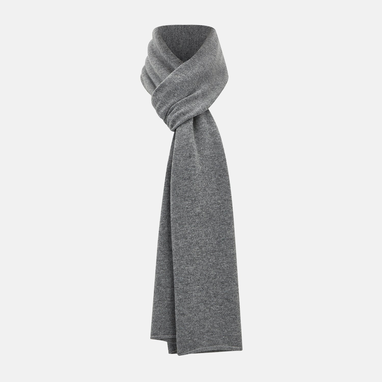 View 1 of product Plain Grey Cashmere Knitted Scarf