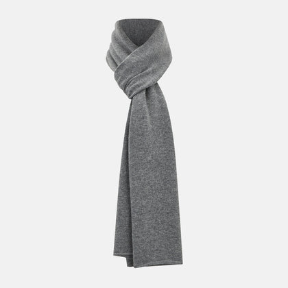 Plain Grey Cashmere Knitted Scarf