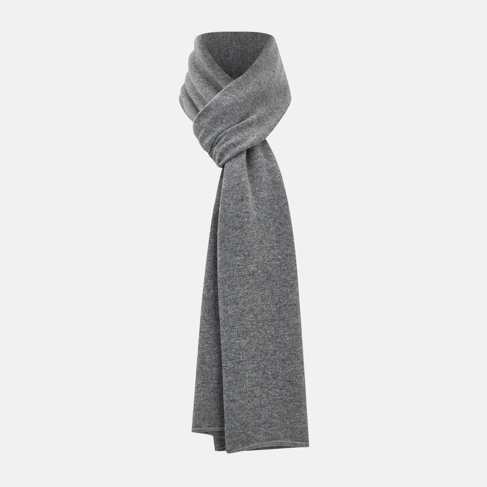 Plain Grey Cashmere Knitted Scarf