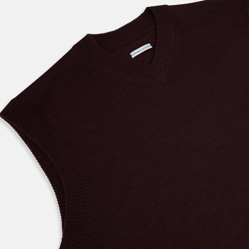 Burgundy Fine Merino V-Neck Vest