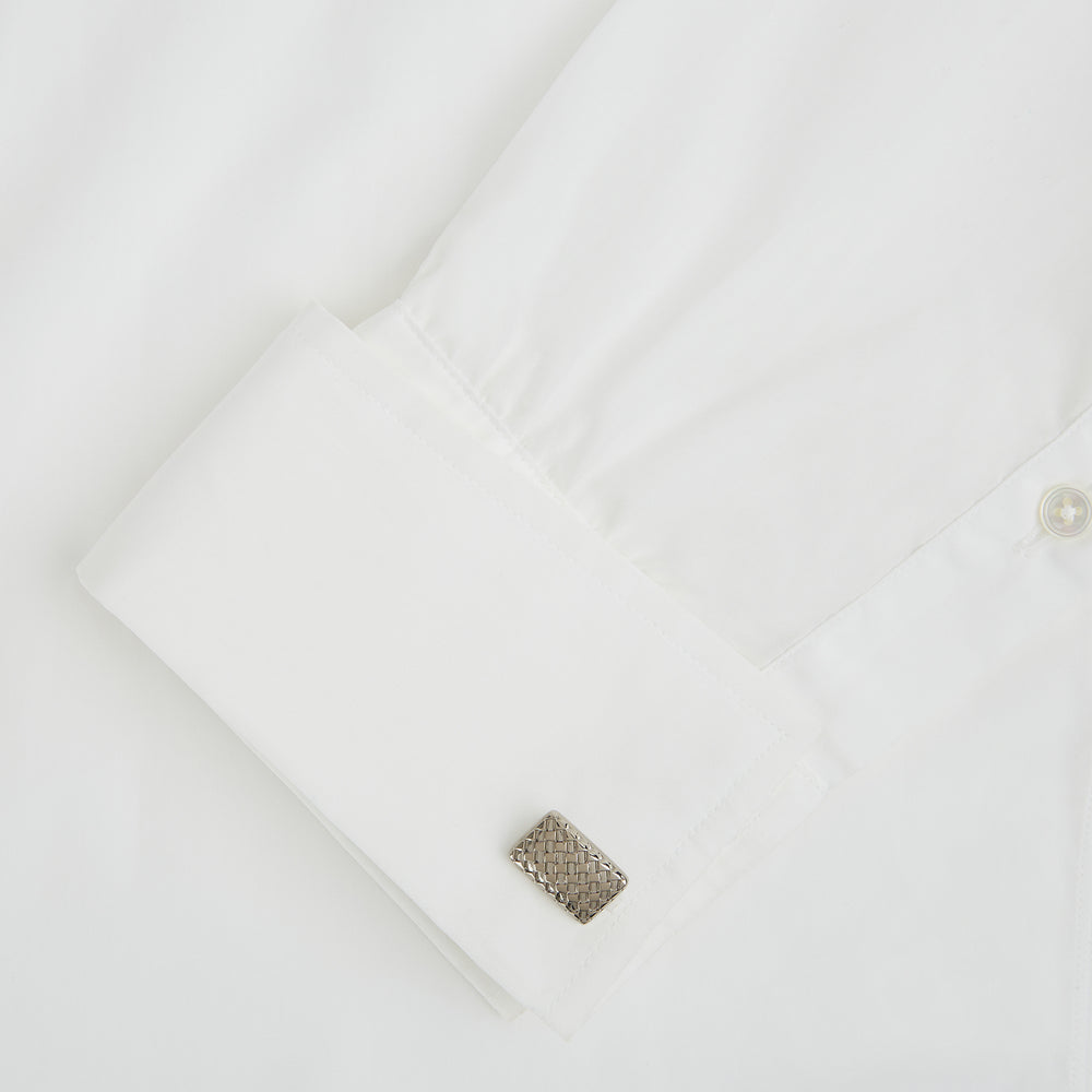 Silver Basketweave Rectangular Cufflinks