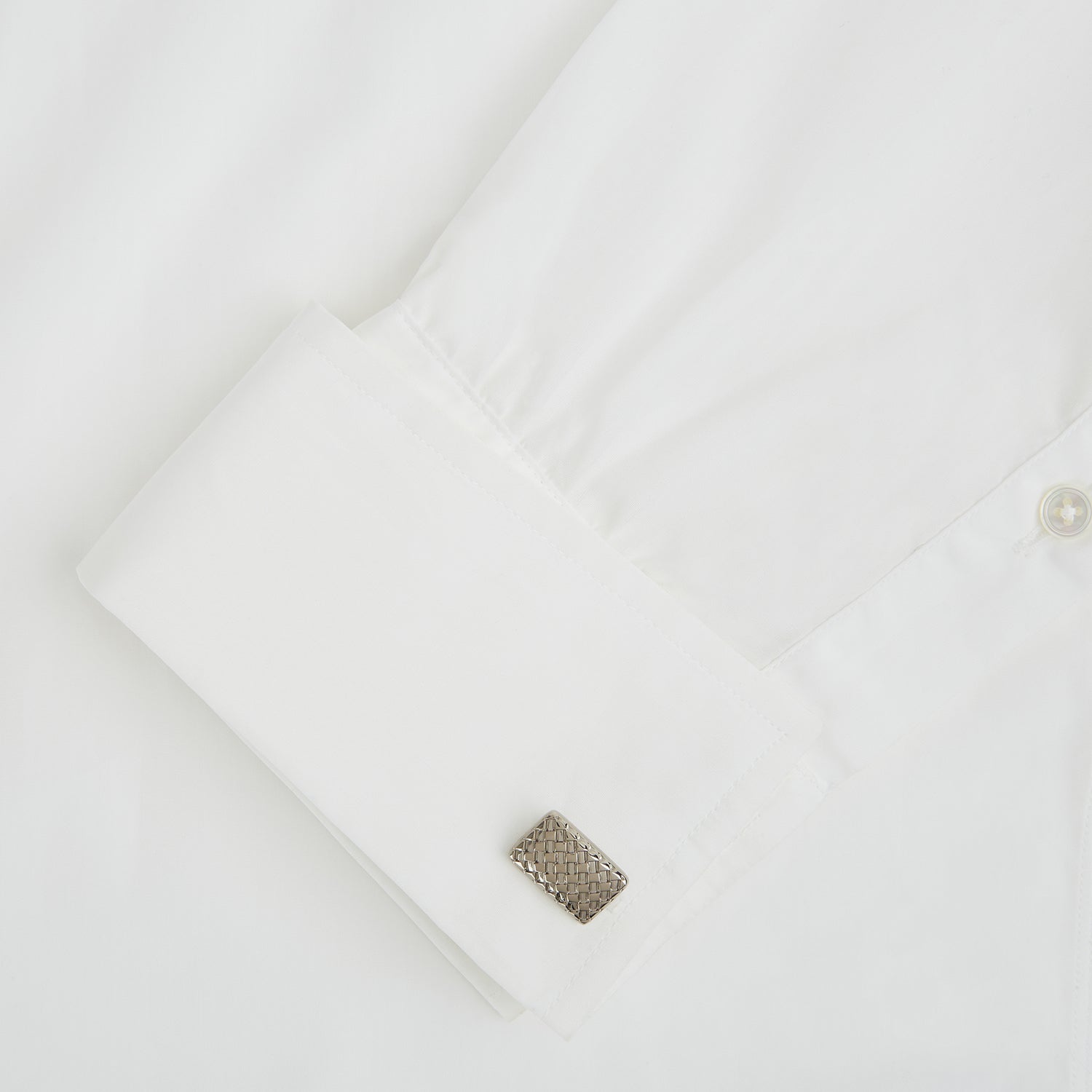 View 3 of product Silver Basketweave Rectangular Cufflinks