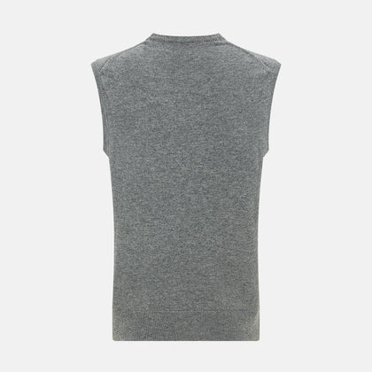 Grey Melange V-neck Cashmere Vest Image 2