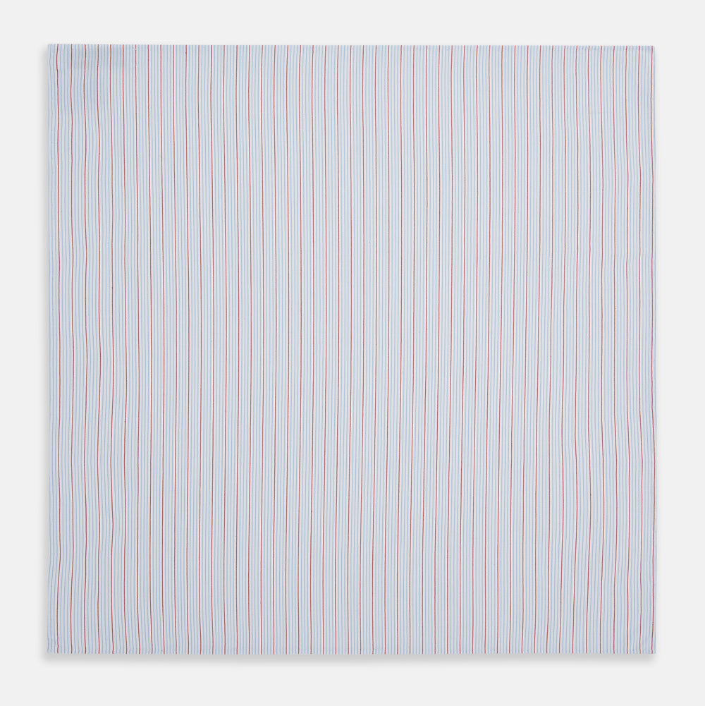 Hand Rolled Red Multi Pinstripe Handkerchief