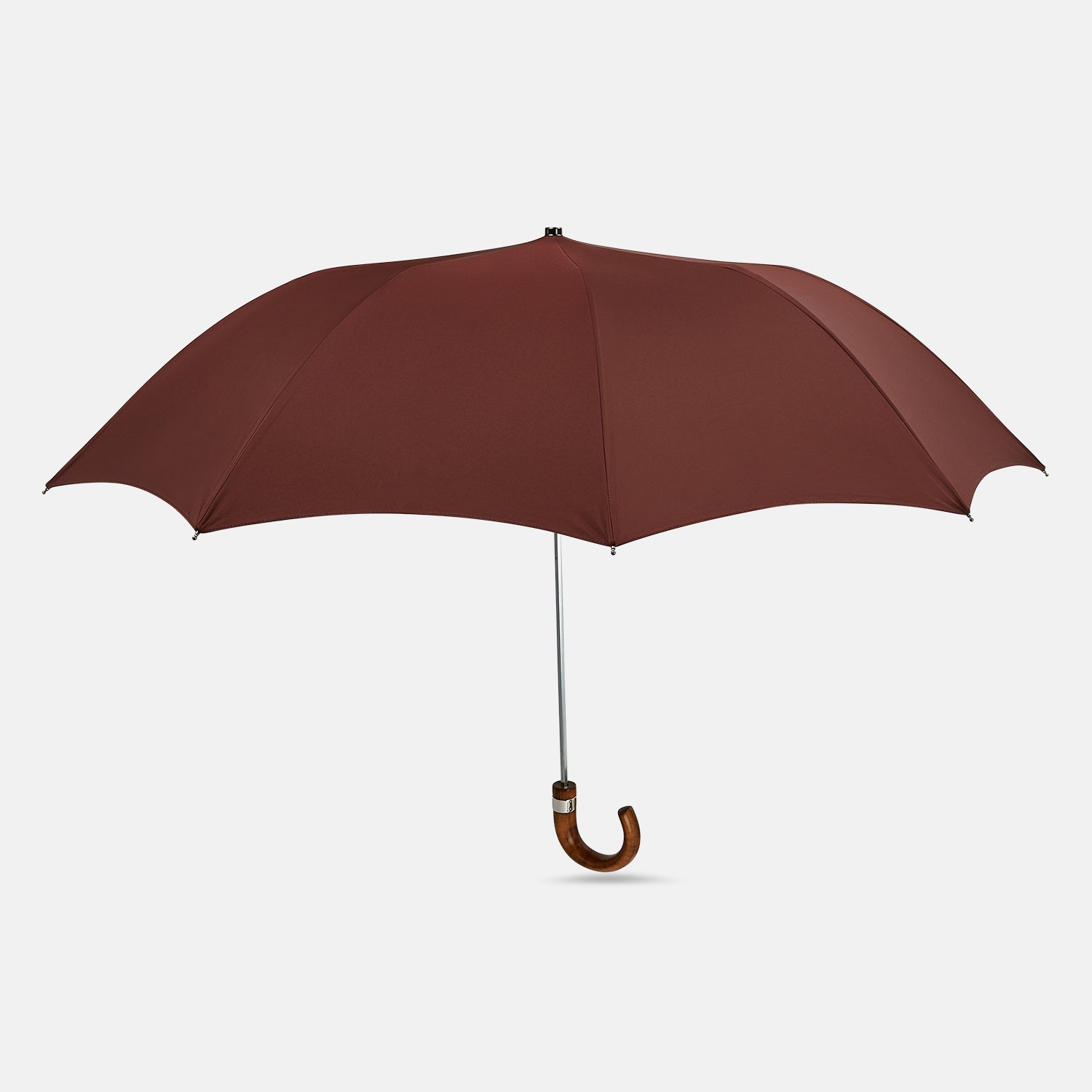 View 1 of product Burgundy Telescopic Umbrella with Brown Maple Crook Handle