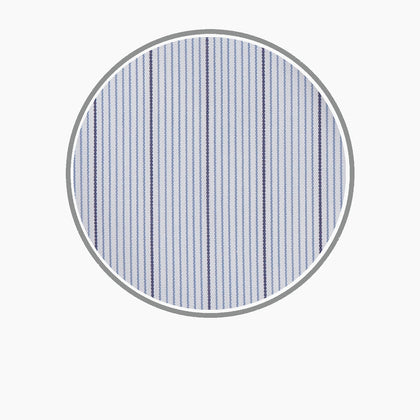 Blue and Navy Fine Stripe Cotton Fabric Image 2