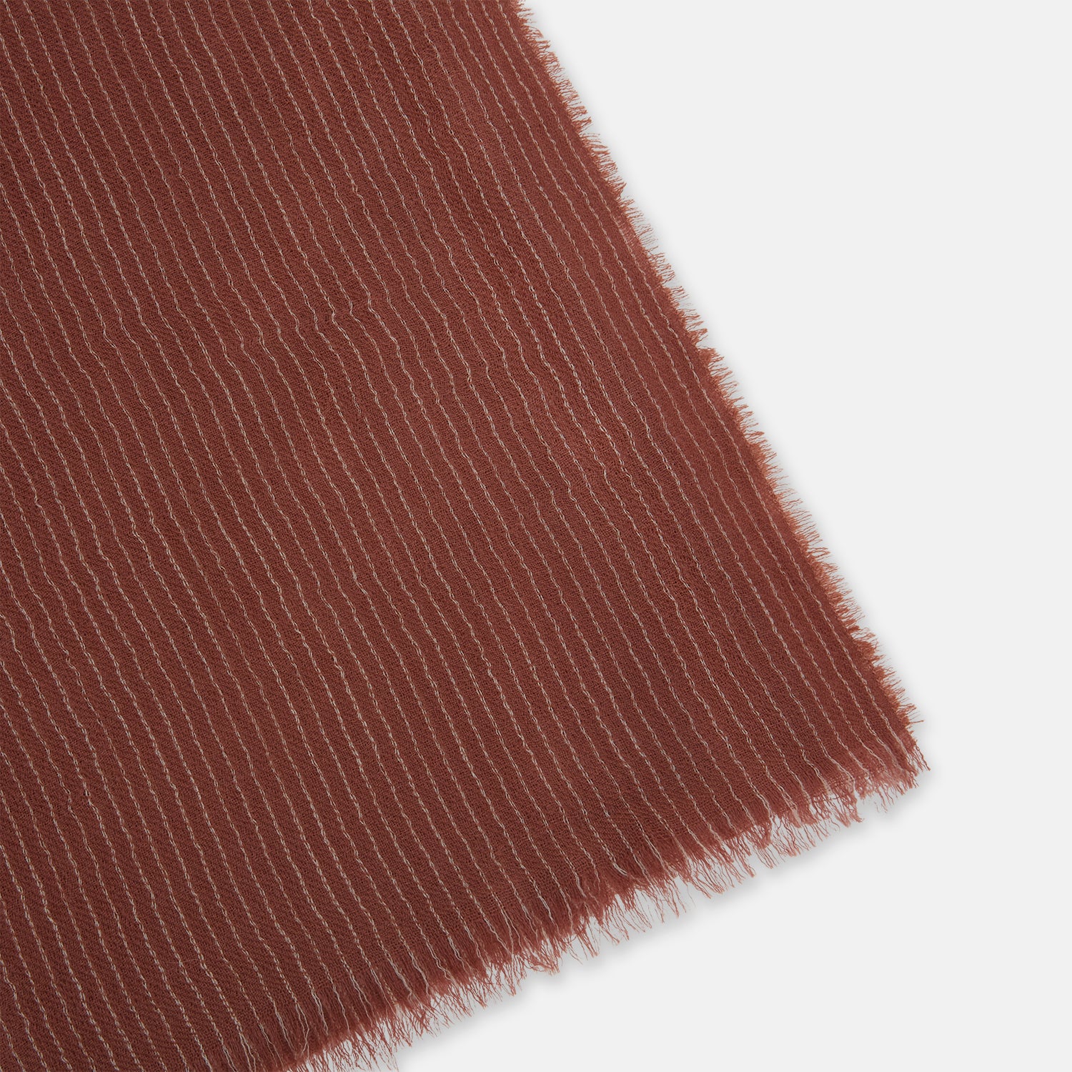 Burgundy and White Striped Cashmere Scarf