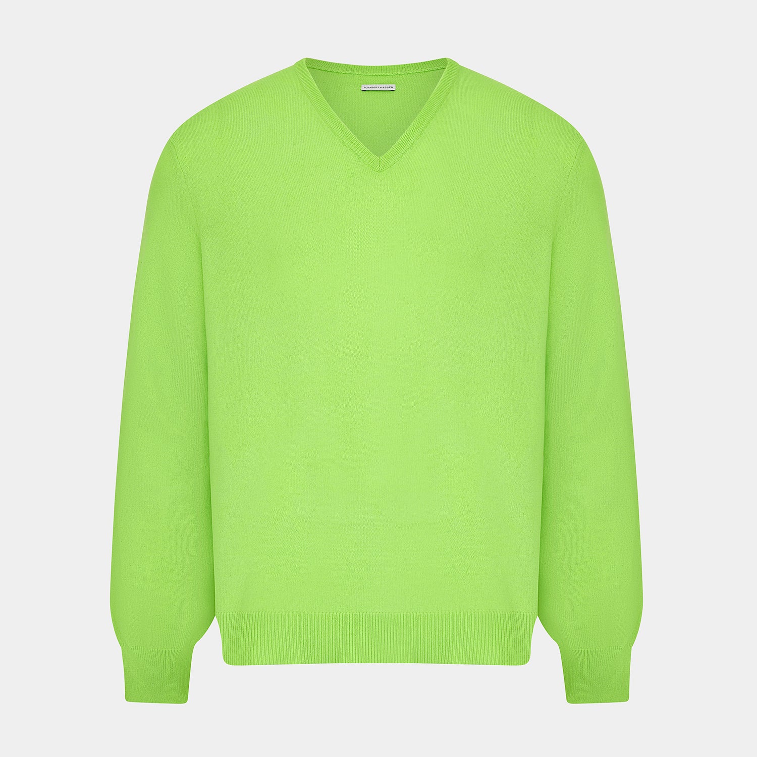 View 1 of product Bright Green Cashmere V-Neck Jumper