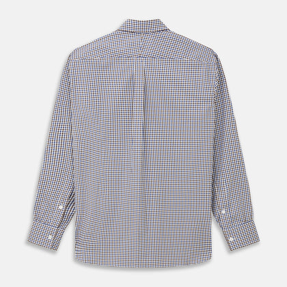 Brown and Blue Cotton Multi Check Weekend Fit Finch Shirt Image 4