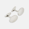 View 1 of product Silver Striped Oval Cufflinks