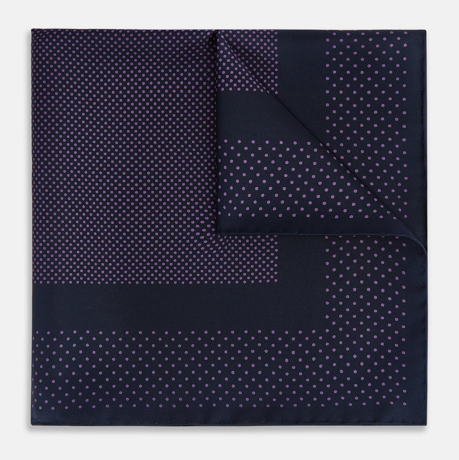 View 1 of product Navy and Purple Dot Silk Pocket Square