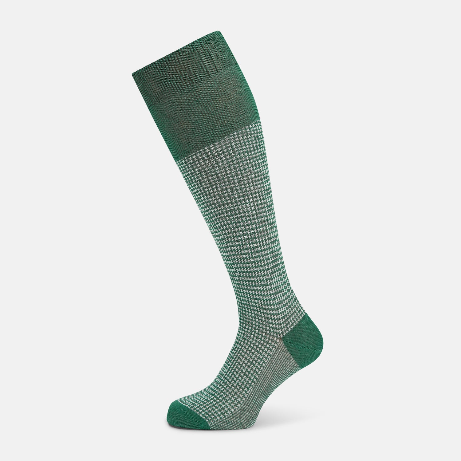 View 1 of product Ivory/green Houndstooth Long Socks