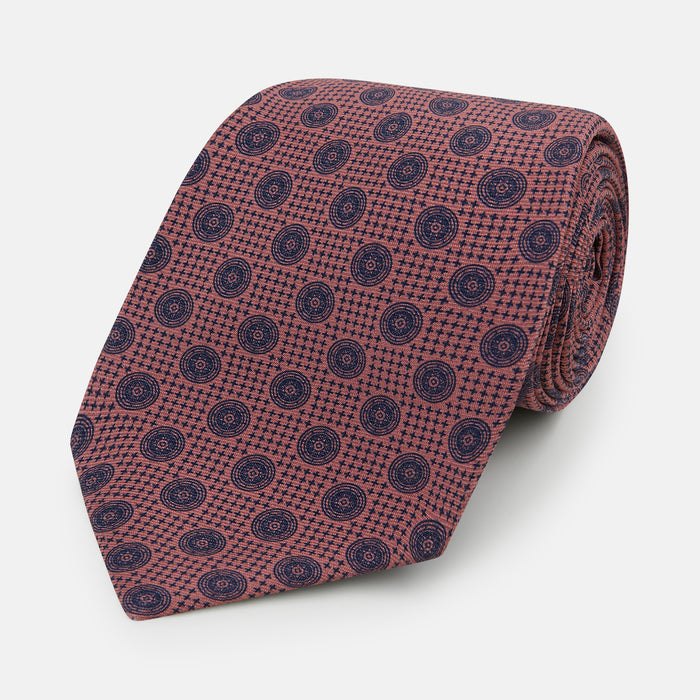 Antique Pink Medallion Printed Silk Tie