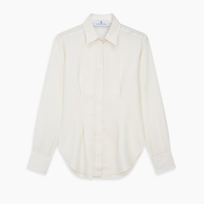 Cream Silk Tailored Bianca Shirt Image 12