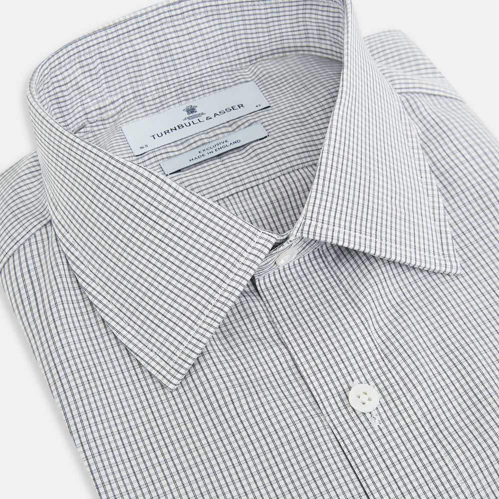 Midnight Blue Micro  Tattersall Check Mayfair Shirt