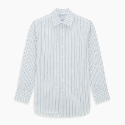 Pink and Green Wide Pinstripe Mayfair Shirt Image 6