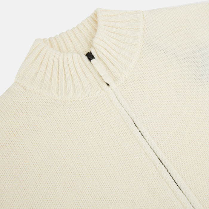 White Merino High Neck Zipped Cardigan Image 1