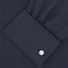 Dark Blue Denim-Cashmere Shirt with T&A Collar and Double Cuffs