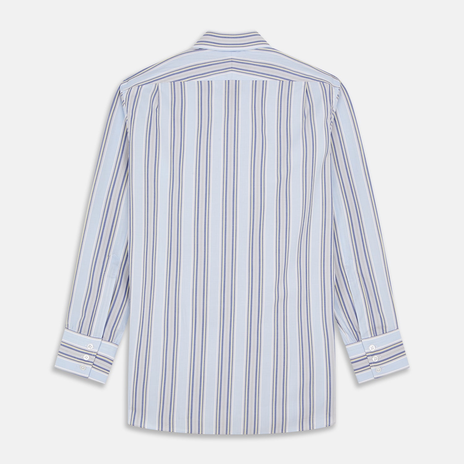View 5 of product Pale Blue and Yellow Stripe Cotton Regular Fit Mayfair Shirt