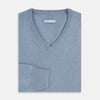 View 4 of product Frost Blue Cashmere V-Neck Jumper