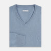 Frost Blue Cashmere V-Neck Jumper