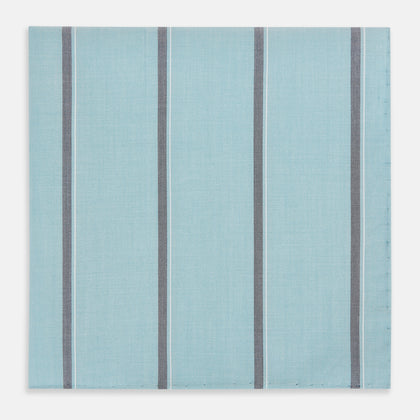 Light Sage Track Stripe Hand-Rolled Handkerchief