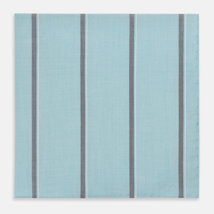 Light Sage Track Stripe Hand-Rolled Handkerchief
