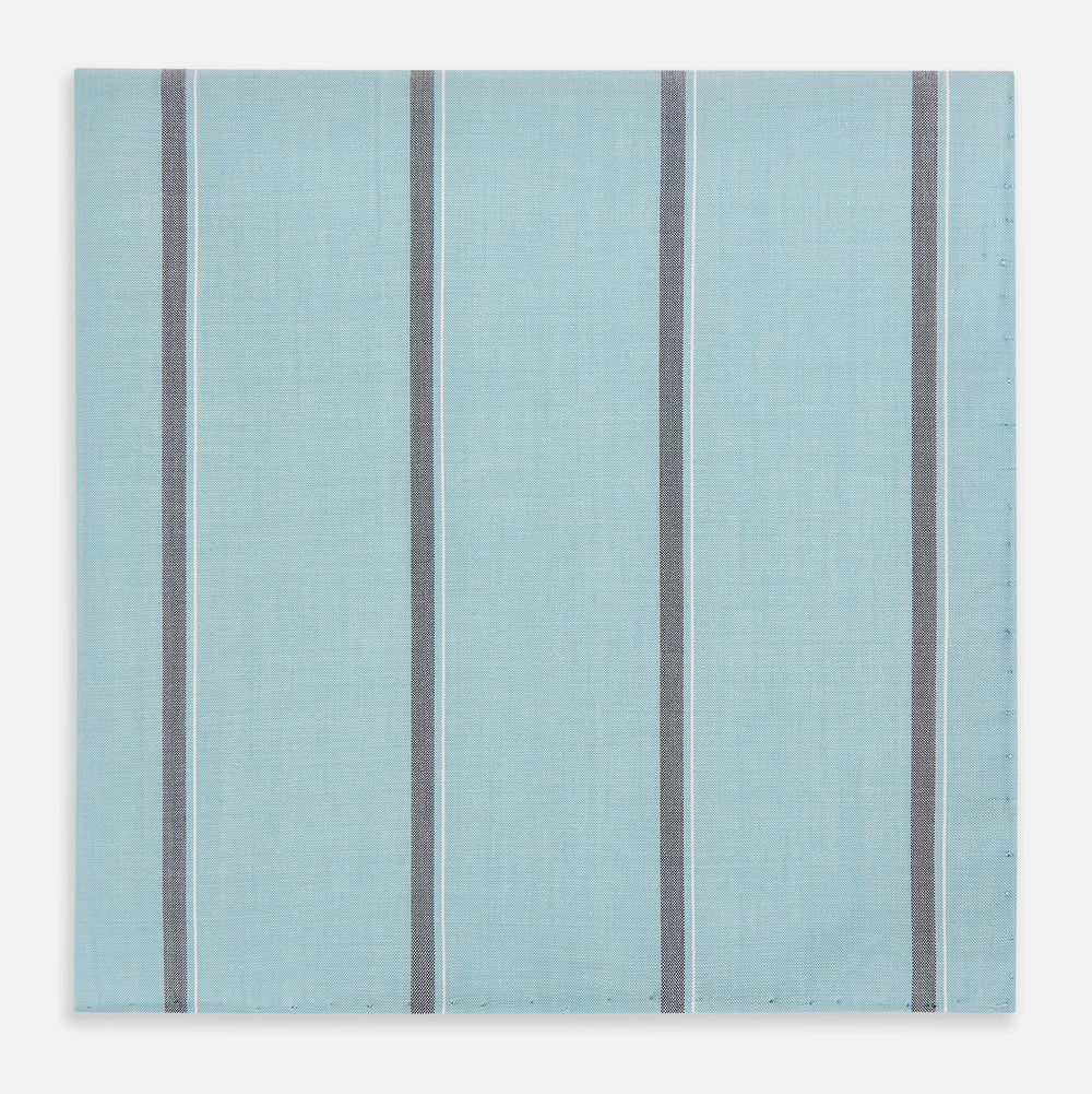 Light Sage Track Stripe Hand-Rolled Handkerchief
