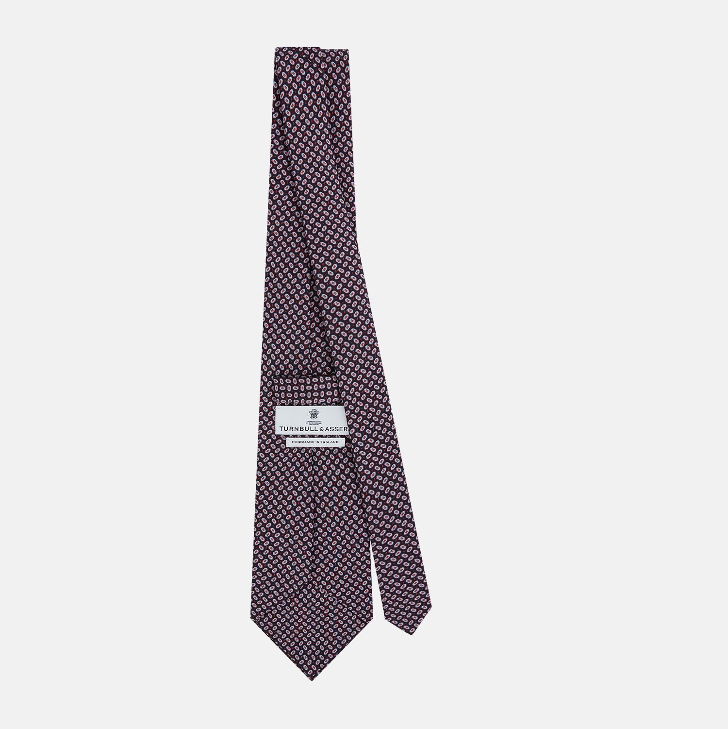 View 4 of product Red and Navy Oval-Patterned Silk Tie