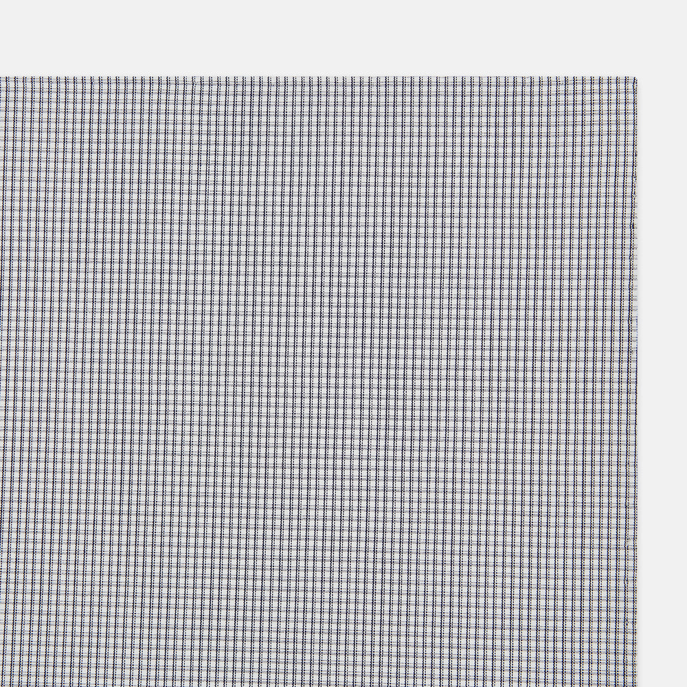 Navy Blue Shadow Grid Check Hand-Rolled Handkerchief