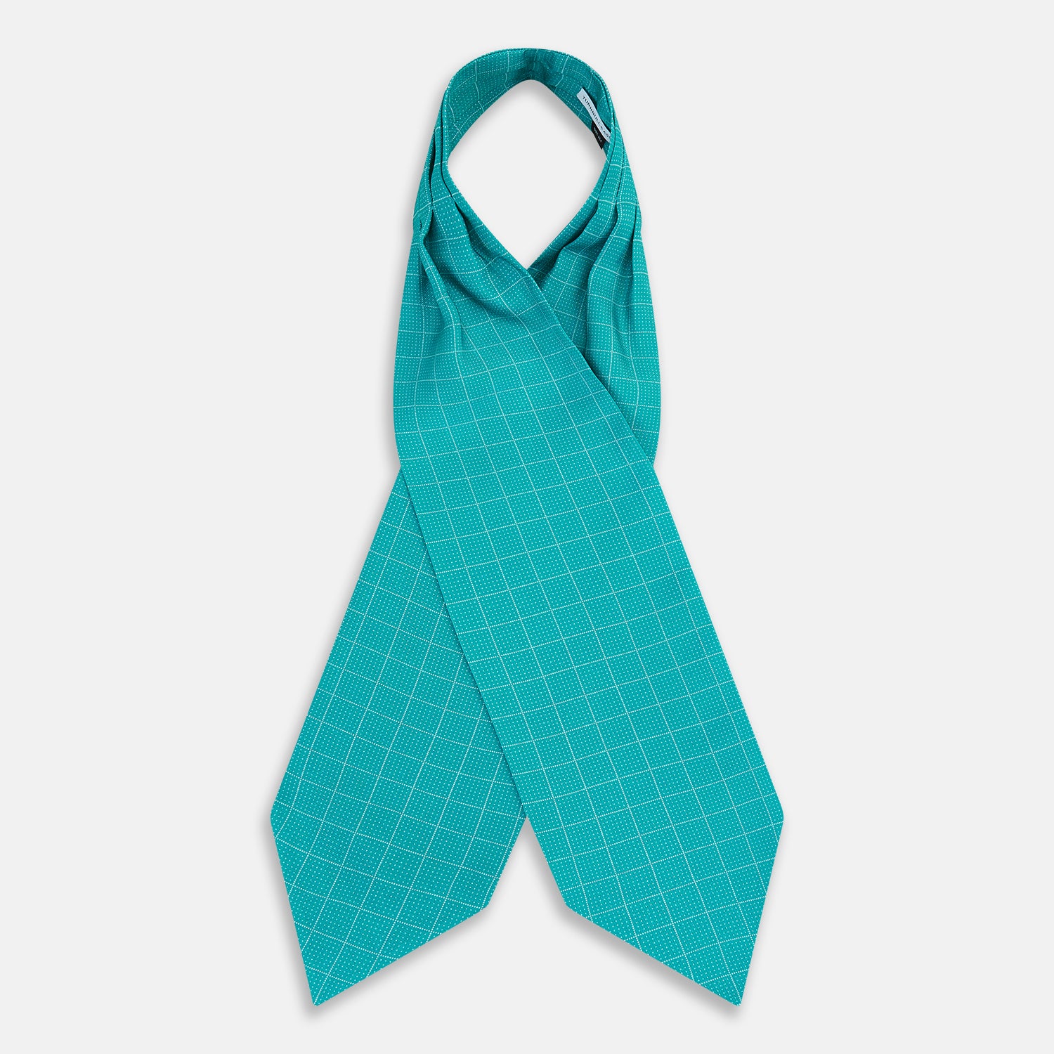 View 3 of product Turquoise Dotted Check Pattern Printed Silk Cravat