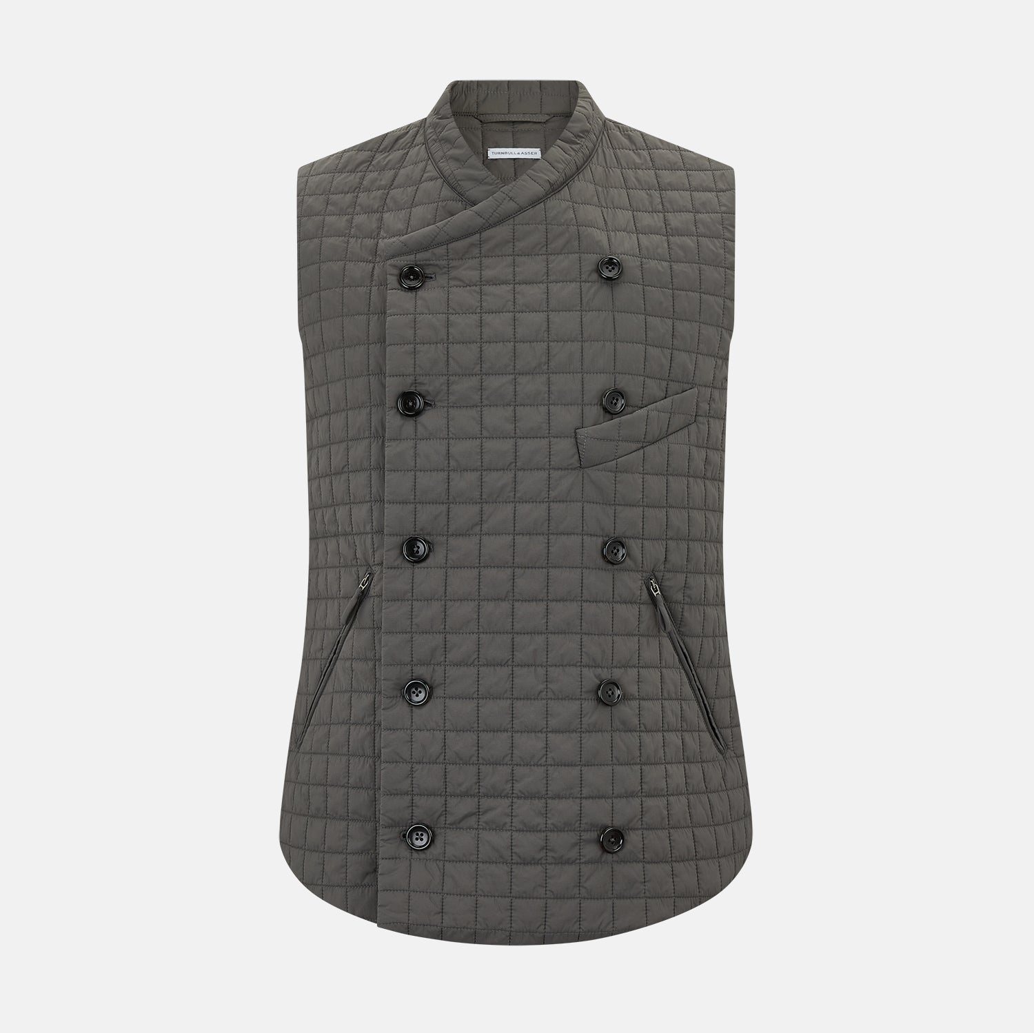 View 1 of product Shadow Grey Double-Breasted Quilted Gilet