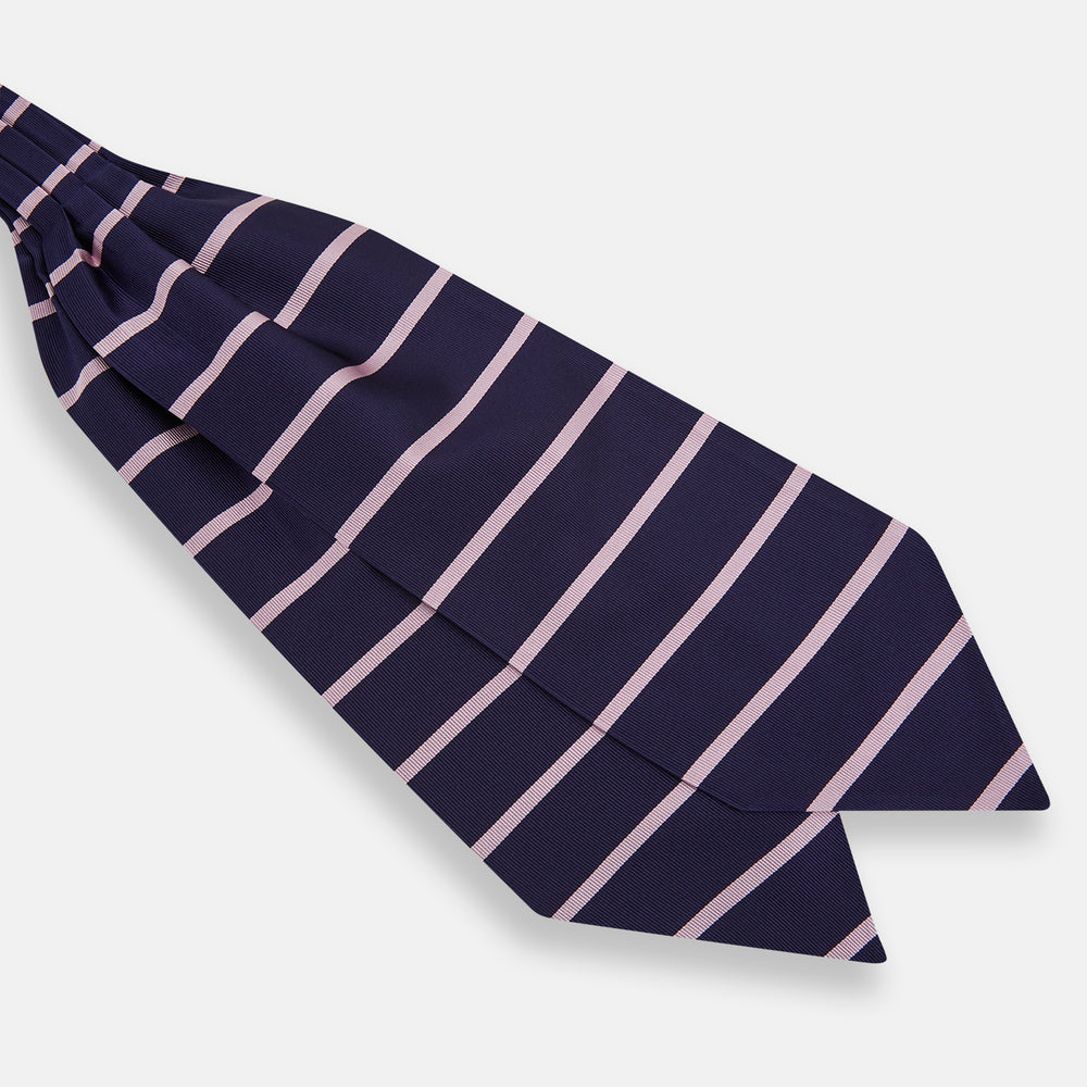 Pink Stripe and Navy Silk Cravat