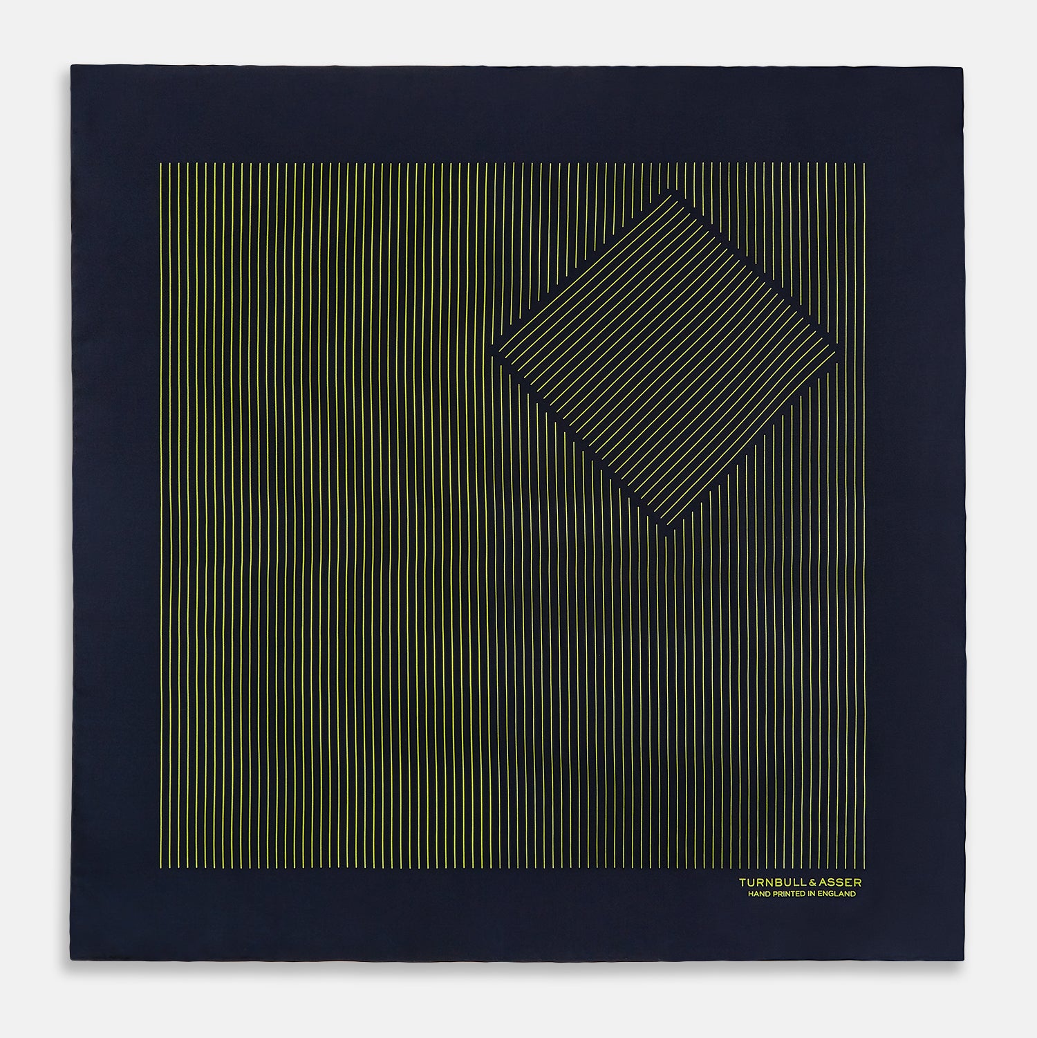 Navy and Yellow Stripe Silk Pocket Square