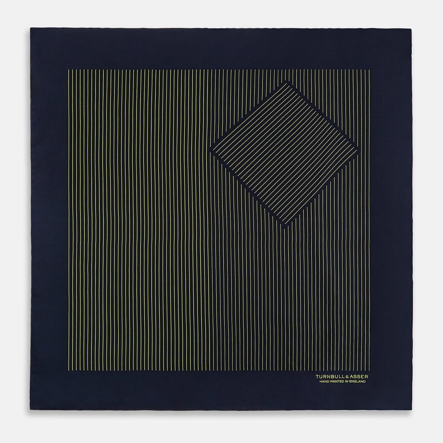 View 3 of product Navy and Yellow Stripe Silk Pocket Square