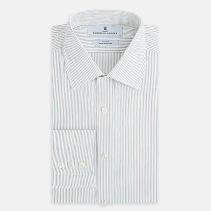 Petrol Hairline Stripe Mayfair Shirt Image 4