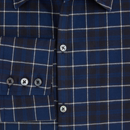 Navy and White Check Windsor Shirt Image 3