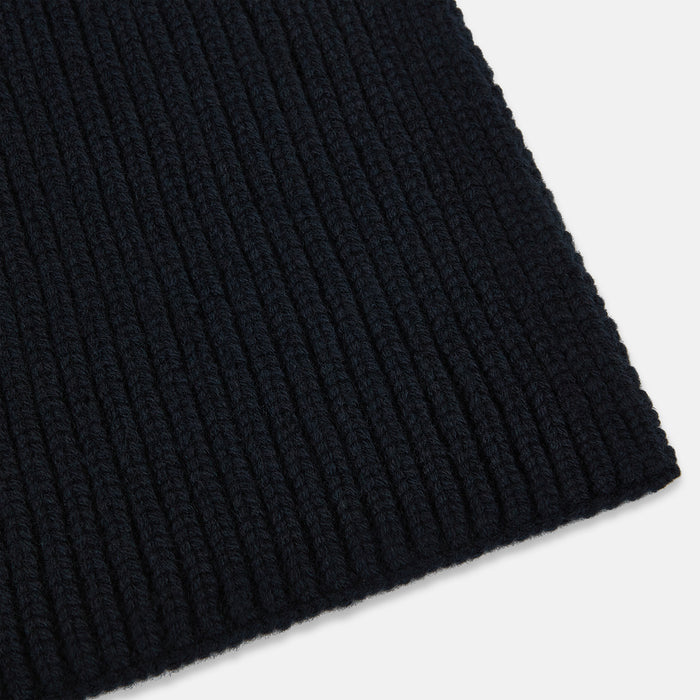 Navy Rib-Knit Cashmere Scarf Image 1